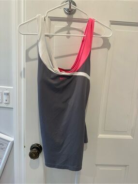 Nike Women’s Gray, White & Pink One-Shoulder Athletic Dress